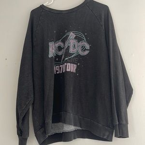 crew neck , charcoal, ac/dc , large